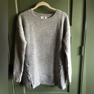 Gap Gray Wool Blend Pullover Sweater with Lacing on the Sides